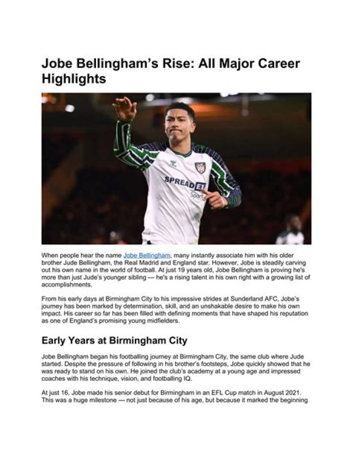 Jobe Bellingham: A Rising Star In Football